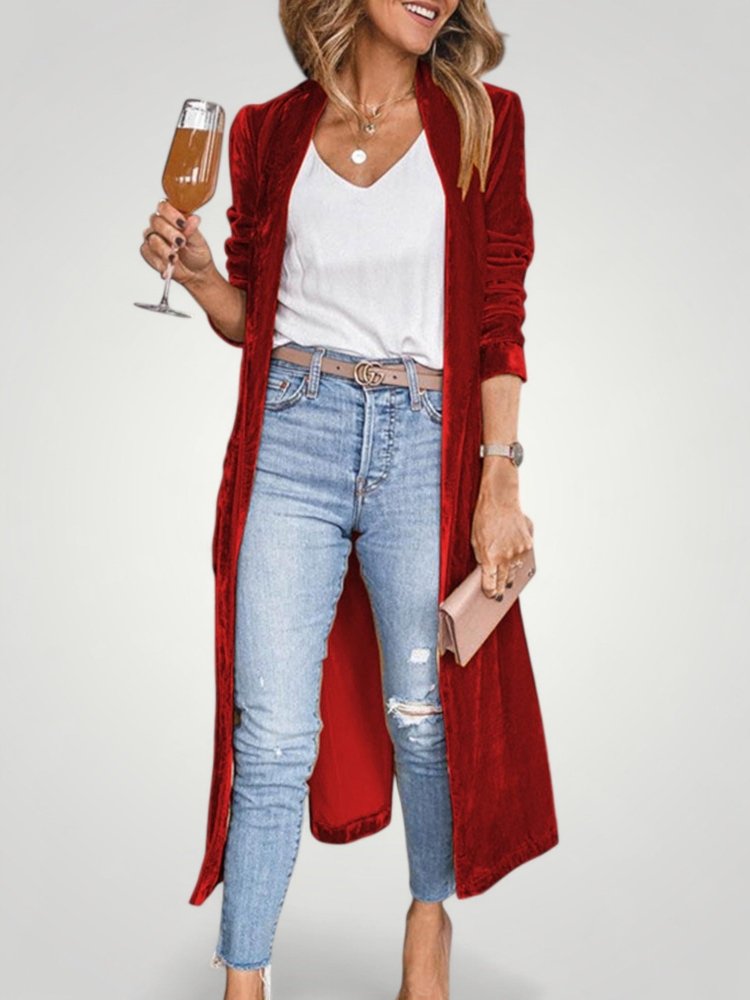 Cardigan Long en Velours Élégant et Confortable 8 - Mode Lumière