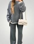 Ensemble Femme Chic en Tricot avec Pantalon Large