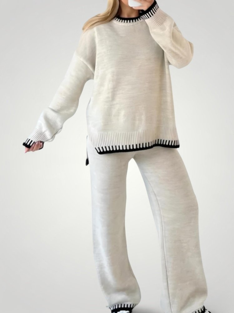 Ensemble Femme Chic en Tricot avec Pantalon Large