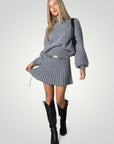 Ensemble Femme Élégant en Tricot avec Jupe Plissée