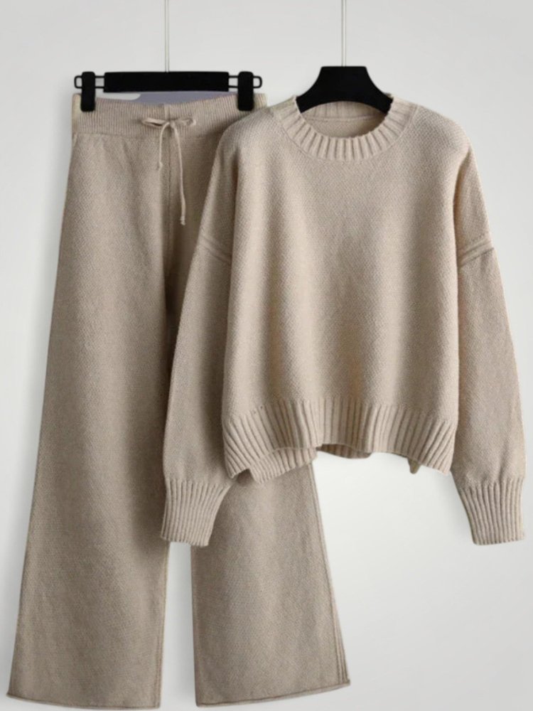Ensemble Pull et Pantalon Tricoté Femme Élégant