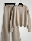 Ensemble Pull et Pantalon Tricoté Femme Élégant