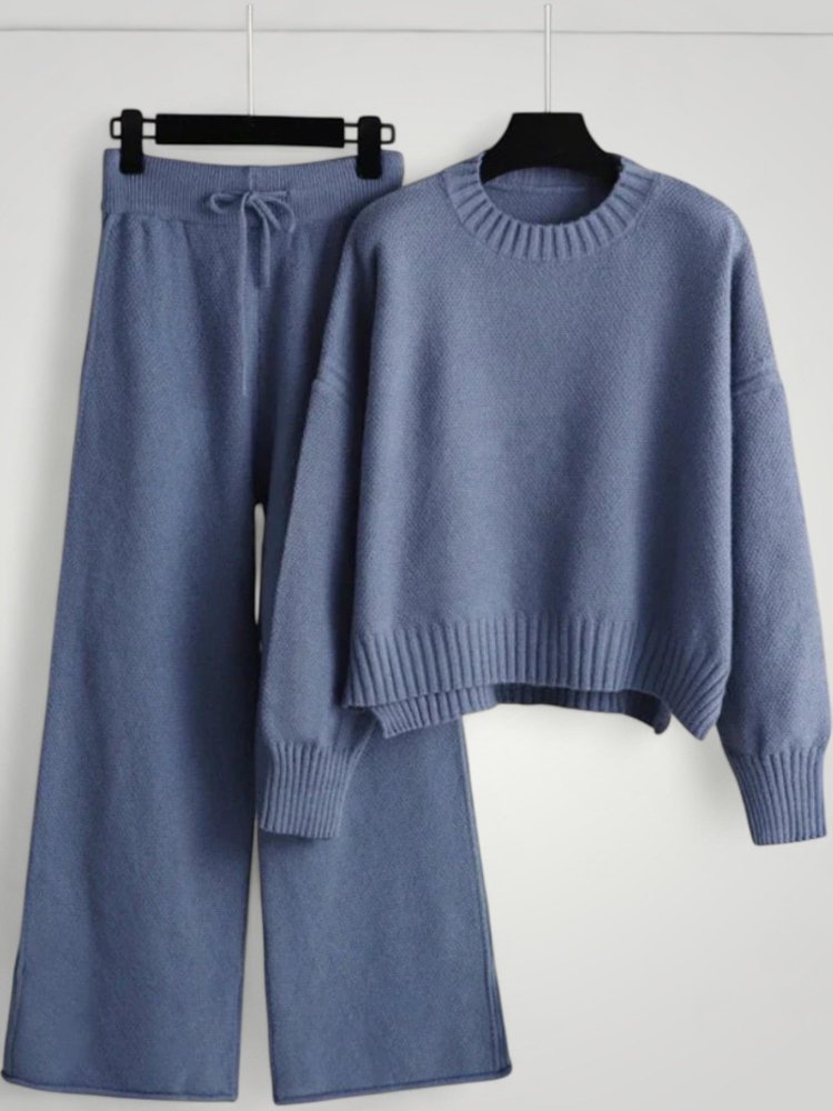 Ensemble Pull et Pantalon Tricoté Femme Élégant