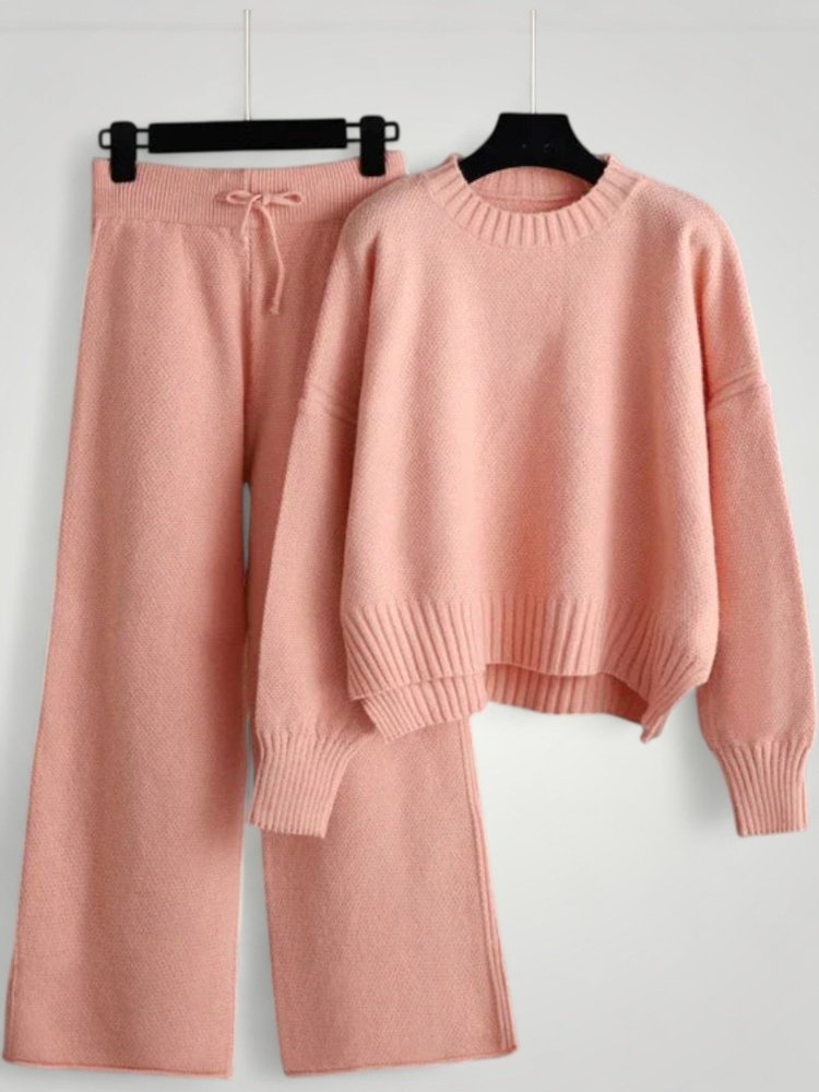 Ensemble Pull et Pantalon Tricoté Femme Élégant
