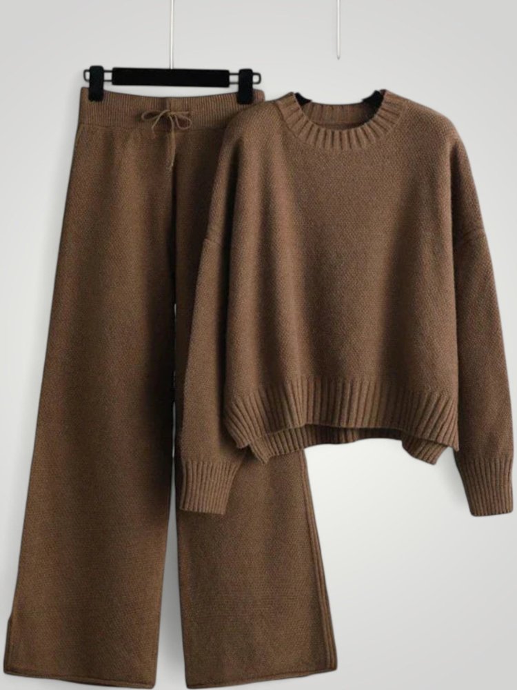 Ensemble Pull et Pantalon Tricoté Femme Élégant