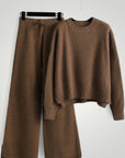Ensemble Pull et Pantalon Tricoté Femme Élégant