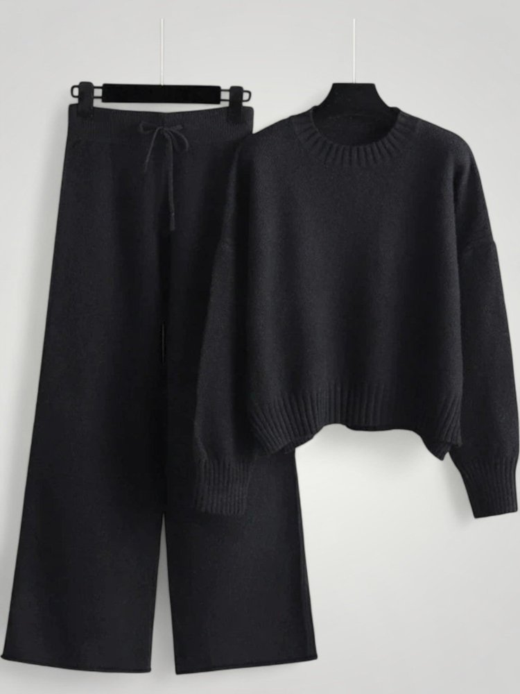 Ensemble Pull et Pantalon Tricoté Femme Élégant