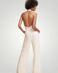 Combinaison Femme Élégante à Pantalon Large et Dos Nu