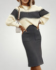 Jupe et Pull Femme en Tricot Doux Élégants