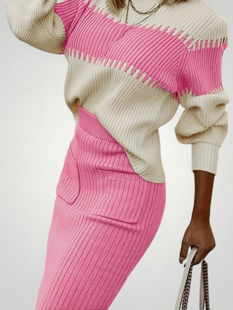 Jupe et Pull Femme en Tricot Doux Élégants
