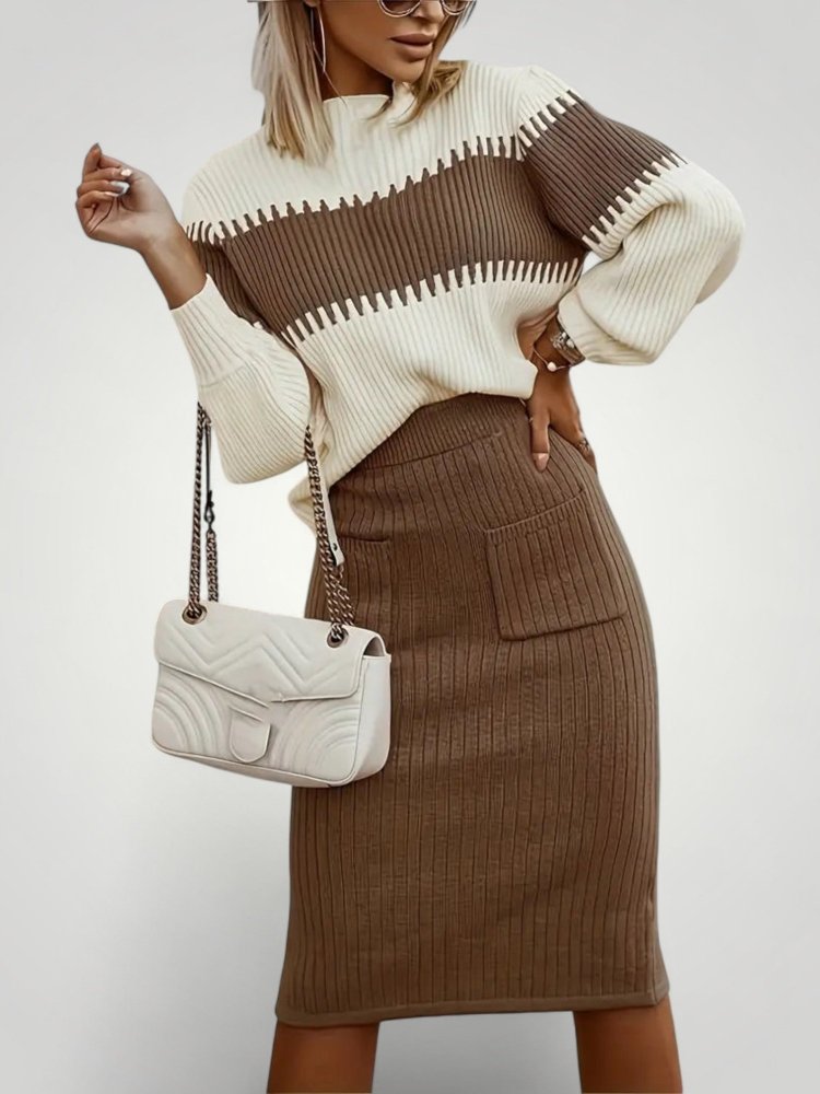 Jupe et Pull Femme en Tricot Doux Élégants