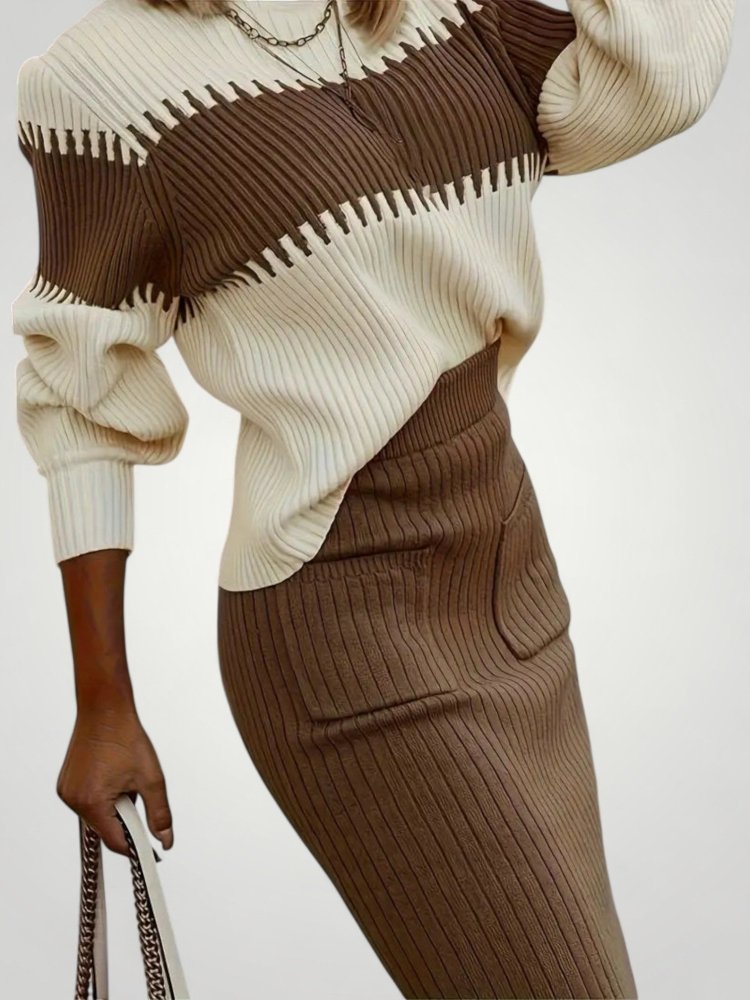 Jupe et Pull Femme en Tricot Doux Élégants