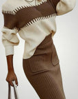 Jupe et Pull Femme en Tricot Doux Élégants