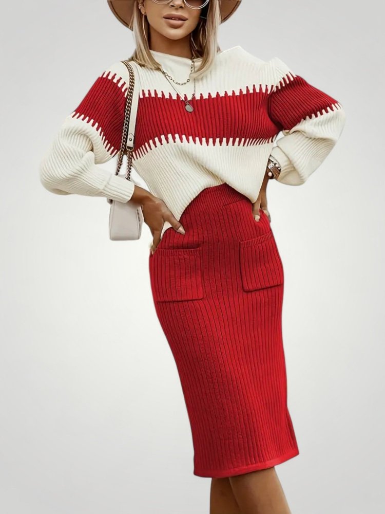 Jupe et Pull Femme en Tricot Doux Élégants