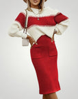Jupe et Pull Femme en Tricot Doux Élégants