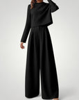 Ensemble Femme Élégant et Confortable avec Pantalon Large et Chemisier 2 - Mode Lumière