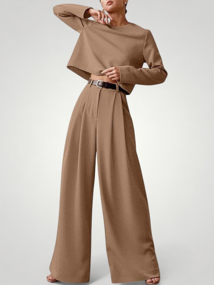 Ensemble Femme Élégant et Confortable avec Pantalon Large et Chemisier 9 - Mode Lumière