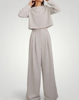 Ensemble Femme Élégant et Confortable avec Pantalon Large et Chemisier 4 - Mode Lumière