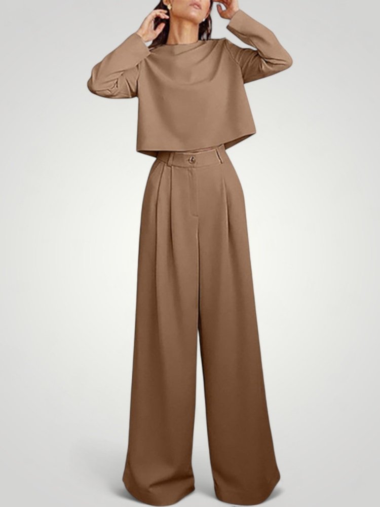 Ensemble Femme Élégant et Confortable avec Pantalon Large et Chemisier 7 - Mode Lumière
