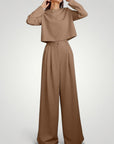 Ensemble Femme Élégant et Confortable avec Pantalon Large et Chemisier 7 - Mode Lumière