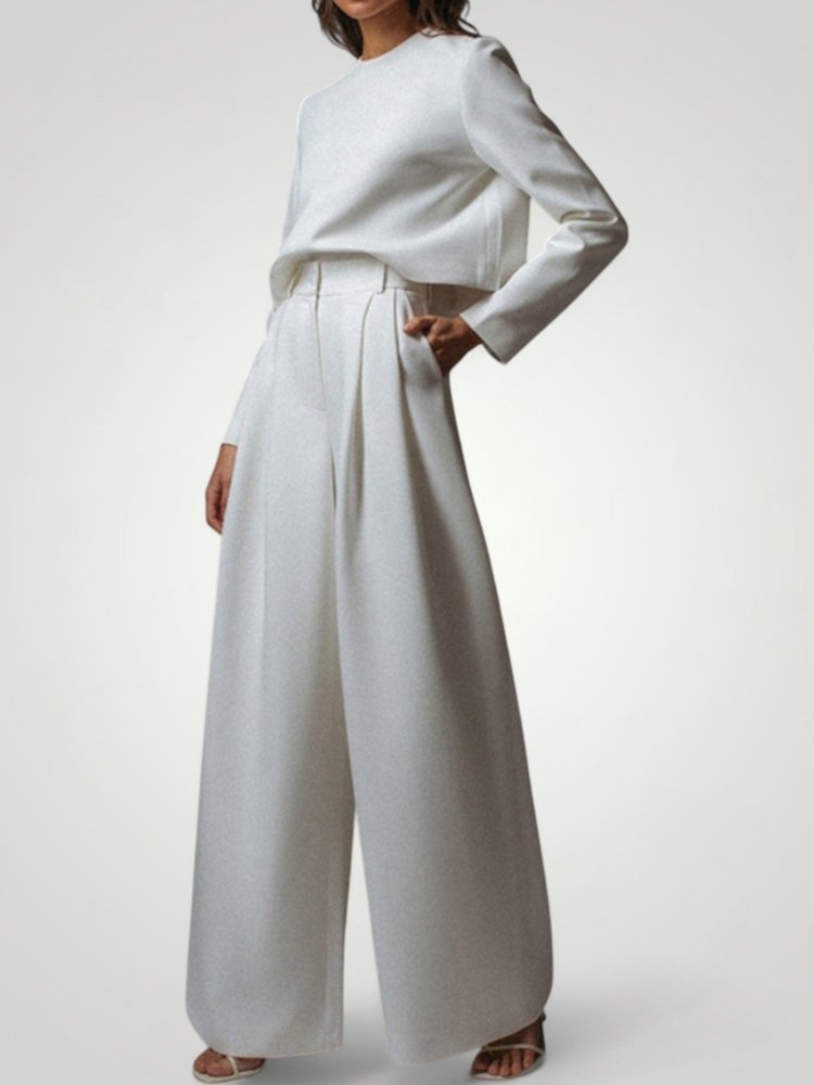 Ensemble Femme Élégant et Confortable avec Pantalon Large et Chemisier 10 - Mode Lumière