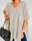 Poncho Oversize à Col V Chic et Confortable 4 - Mode Lumière