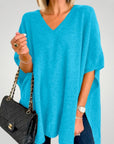 Poncho Oversize à Col V Chic et Confortable 6 - Mode Lumière