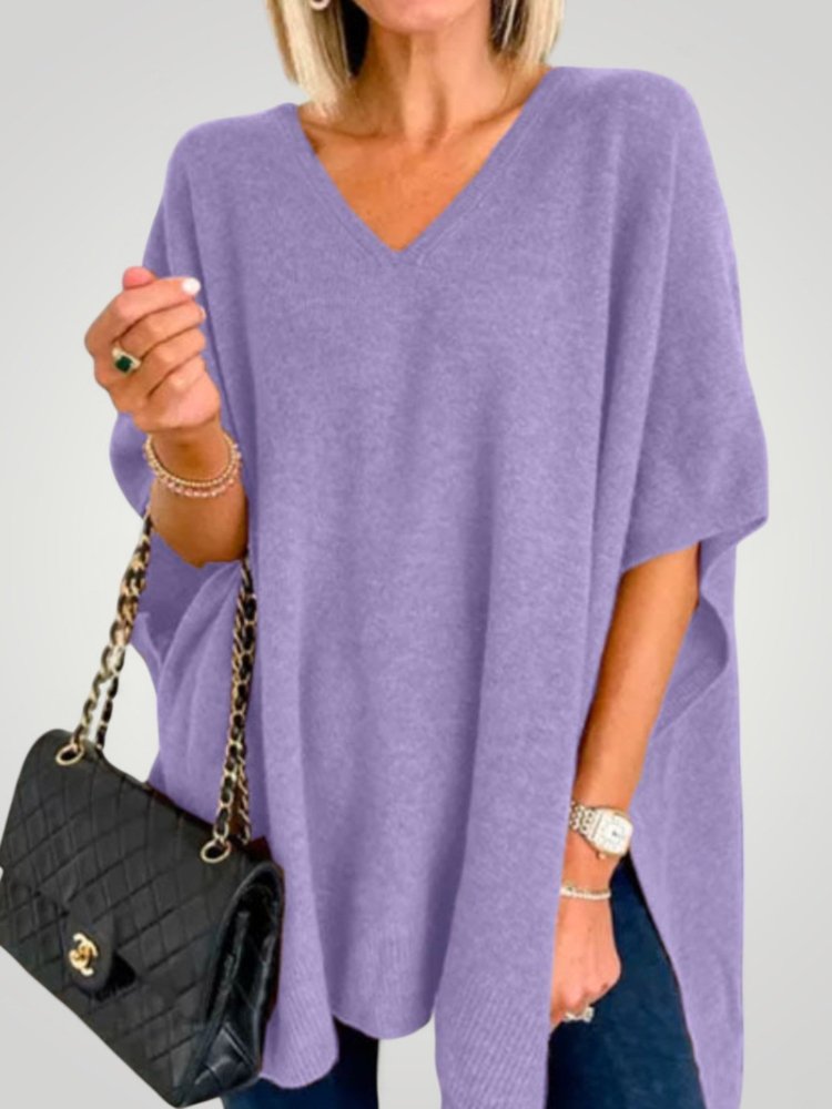 Poncho Oversize à Col V Chic et Confortable 10 - Mode Lumière