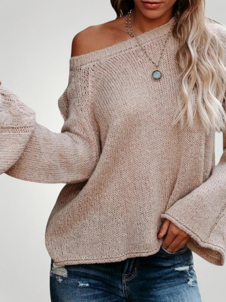 Pull Asymétrique Manches Évasées Élégant 1 - Mode Lumière