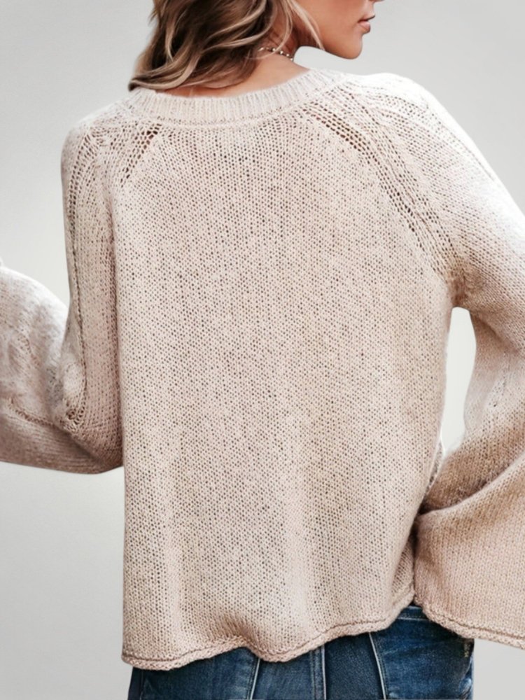 Pull Asymétrique Manches Évasées Élégant 4 - Mode Lumière