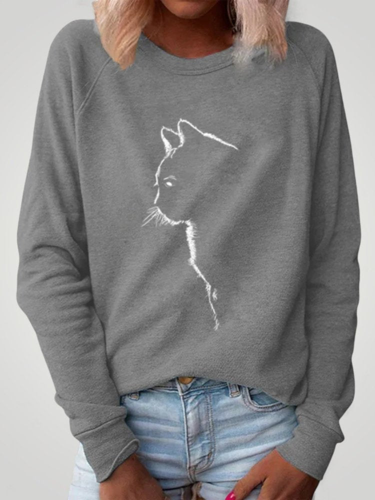 Pull Confortable avec Imprimé de Chat 6 - Mode Lumière