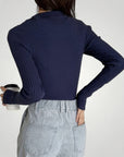 Pull Côtelé à Col Polo Élégant pour Femme 6 - Mode Lumière