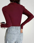 Pull Côtelé à Col Polo Élégant pour Femme 2 - Mode Lumière
