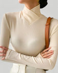 Pull Femme Col Roulé Asymétrique Élégant 4 - Mode Lumière