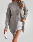Pull Femme Col Roulé Élégant avec Fente 5 - Mode Lumière