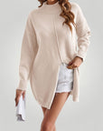 Pull Femme Col Roulé Élégant avec Fente 3 - Mode Lumière