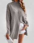 Pull Femme Col Roulé Élégant avec Fente 6 - Mode Lumière