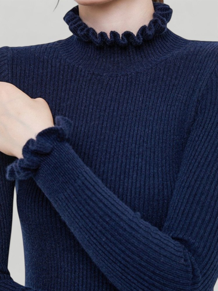 Pull Femme Côtelé au Col Montant Élégant 5 - Mode Lumière
