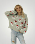 Pull Gris Festif avec Motif Père Noël 16 - Mode Lumière