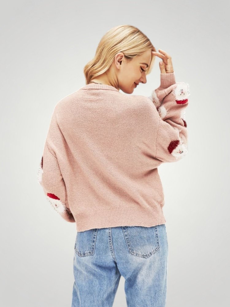 Pull Gris Festif avec Motif Père Noël 8 - Mode Lumière