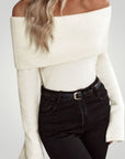 Pull Tricoté Élégant à Épaule Nue 1 - Mode Lumière