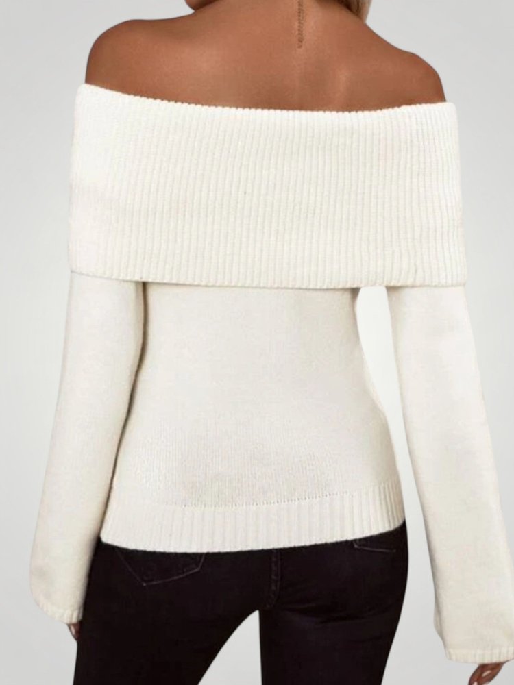 Pull Tricoté Élégant à Épaule Nue 3 - Mode Lumière