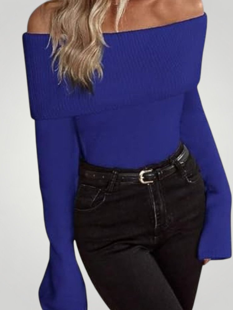 Pull Tricoté Élégant à Épaule Nue 5 - Mode Lumière