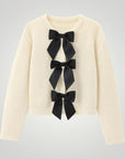 Pull Tricoté Élégant avec Détail Nœud 3 - Mode Lumière