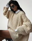 Pull Oversize Tricoté Abricot Confortable 1 - Mode Lumière