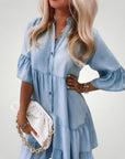 Robe Chemisier Mini Été Femme Chic Élégante