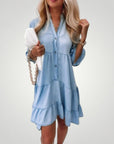 Robe Chemisier Mini Été Femme Chic Élégante