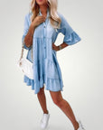 Robe Chemisier Mini Été Femme Chic Élégante