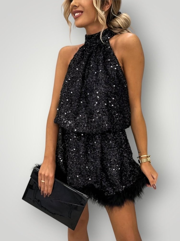 Robe Élégante Femme à Paillettes Glamour 0