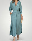 Robe Élégante Femme à Manches Longues avec Col V